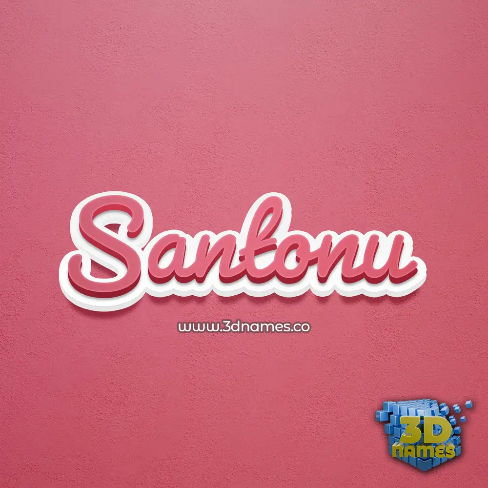 santonu in Red Scribble style - 3D name wallpaper