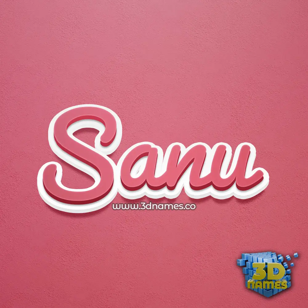 sanu in Red Scribble style - 3D name wallpaper