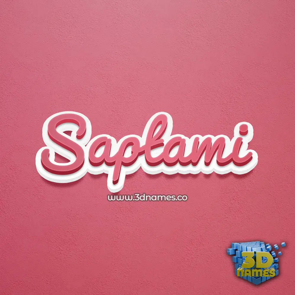 saptami in Red Scribble style - 3D name wallpaper