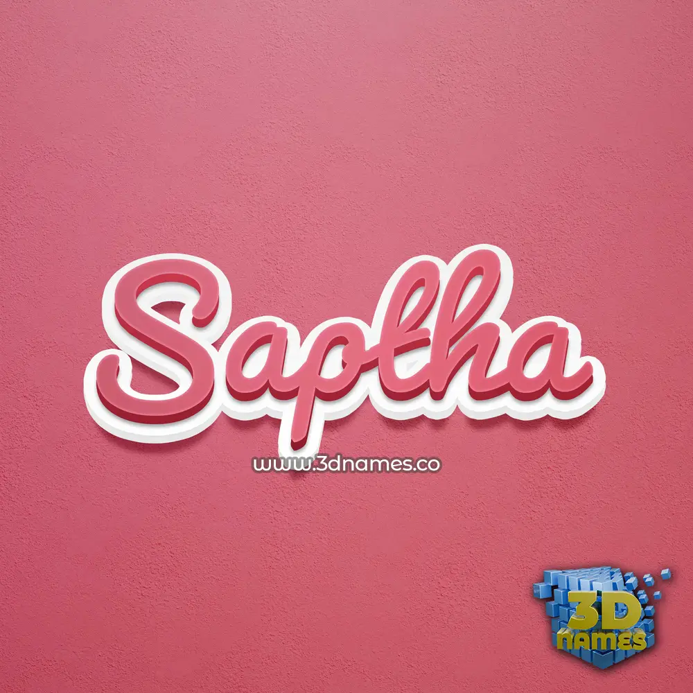saptha in Red Scribble style - 3D name wallpaper