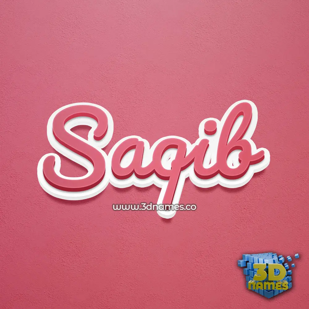 saqib in Red Scribble style - 3D name wallpaper
