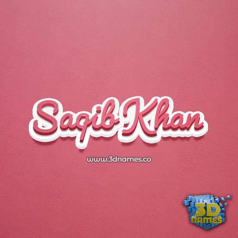 saqib khan in Red Scribble style - 3D name wallpaper