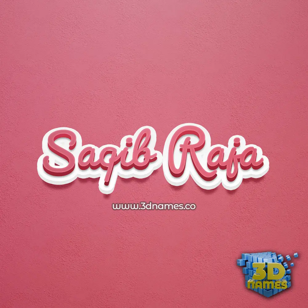 saqib raja in Red Scribble style - 3D name wallpaper