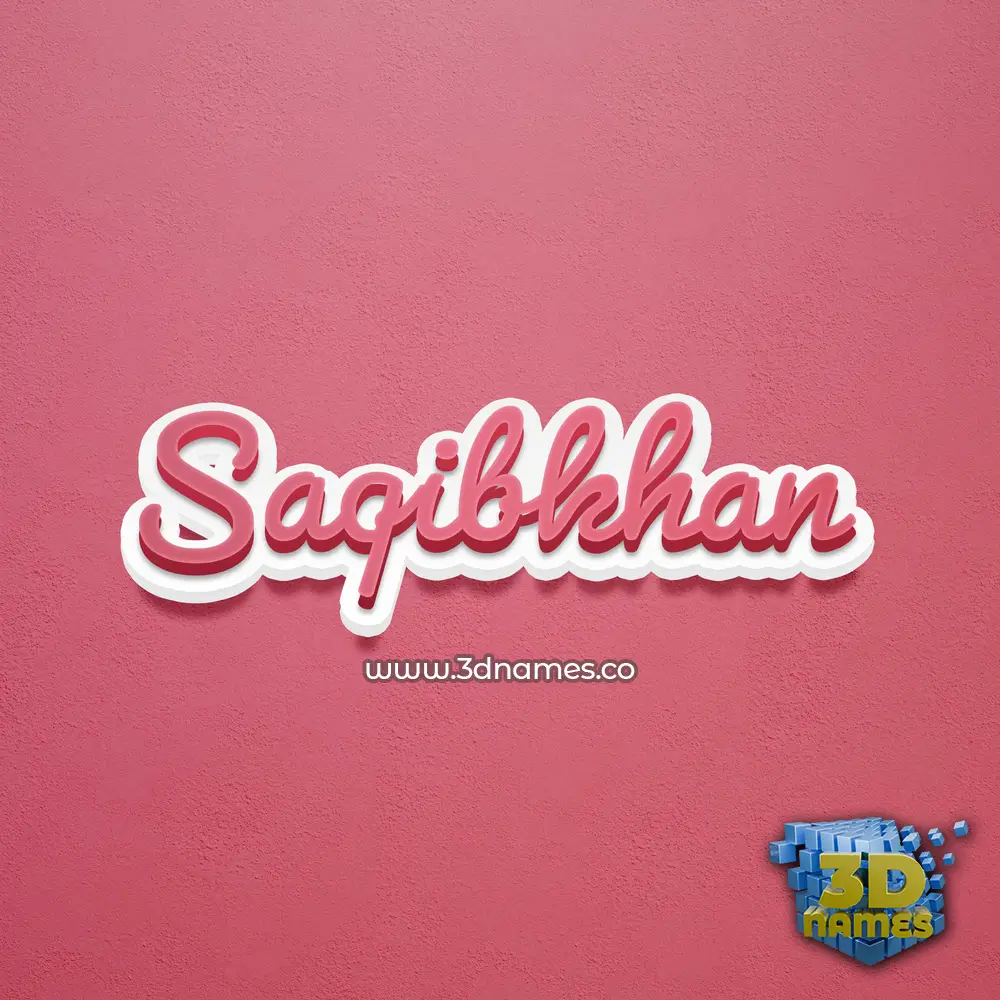 saqibkhan in Red Scribble style - 3D name wallpaper