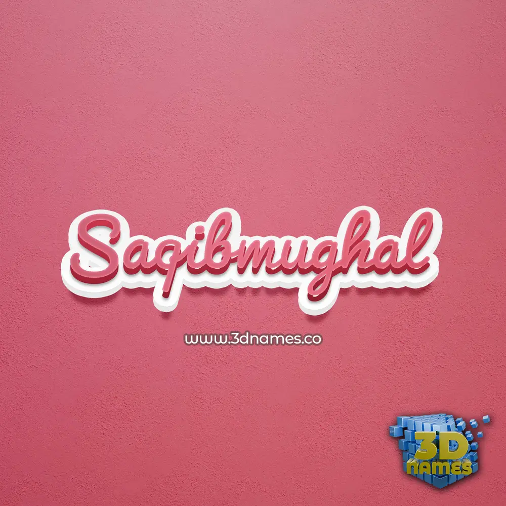 saqibmughal in Red Scribble style - 3D name wallpaper