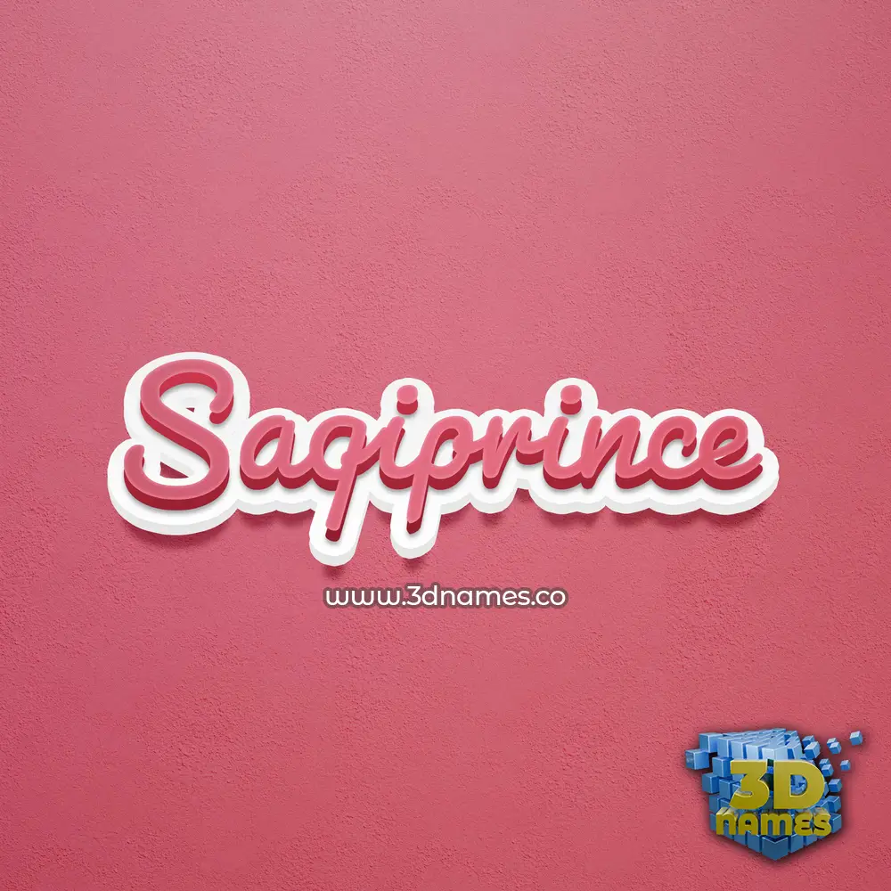 saqiprince in Red Scribble style - 3D name wallpaper