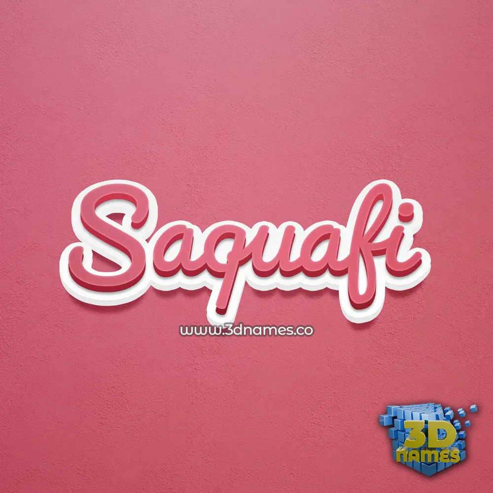 saquafi in Red Scribble style - 3D name wallpaper