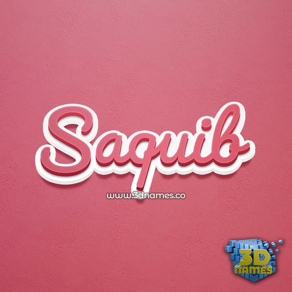 saquib in Red Scribble style - 3D name wallpaper