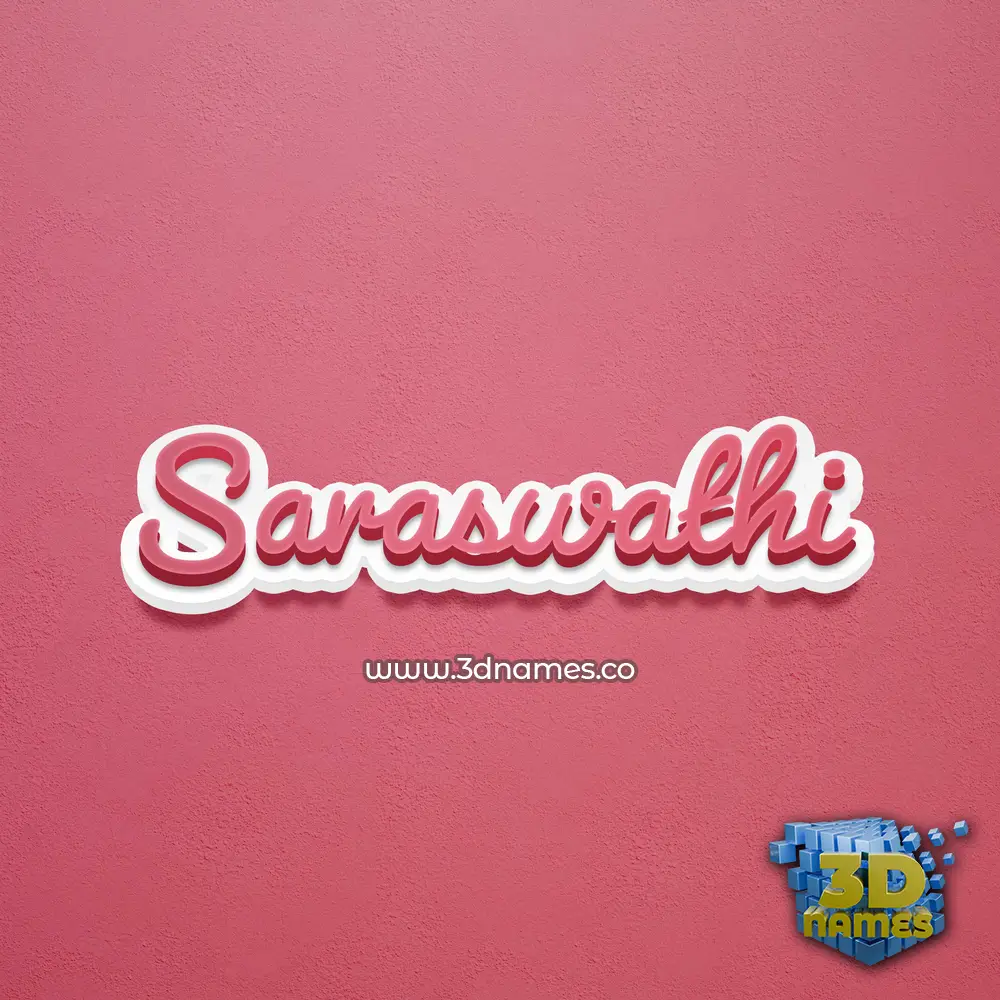 saraswathi in Red Scribble style - 3D name wallpaper