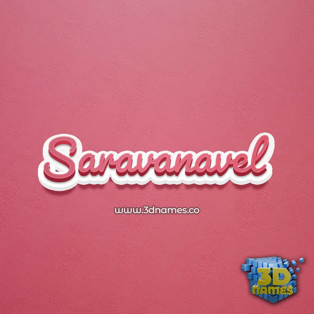 saravanavel in Red Scribble style - 3D name wallpaper