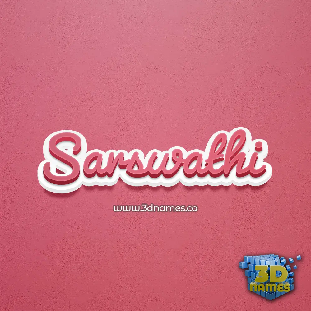 sarswathi in Red Scribble style - 3D name wallpaper