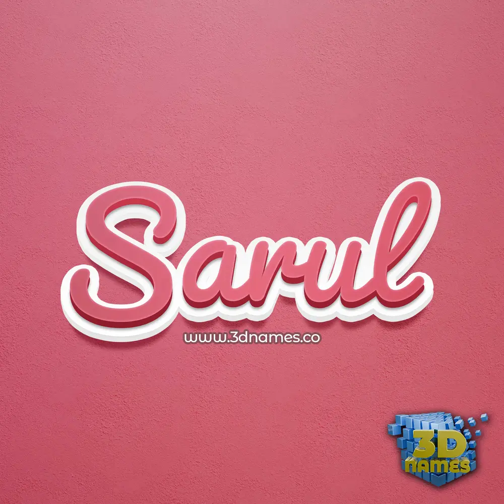 sarul in Red Scribble style - 3D name wallpaper