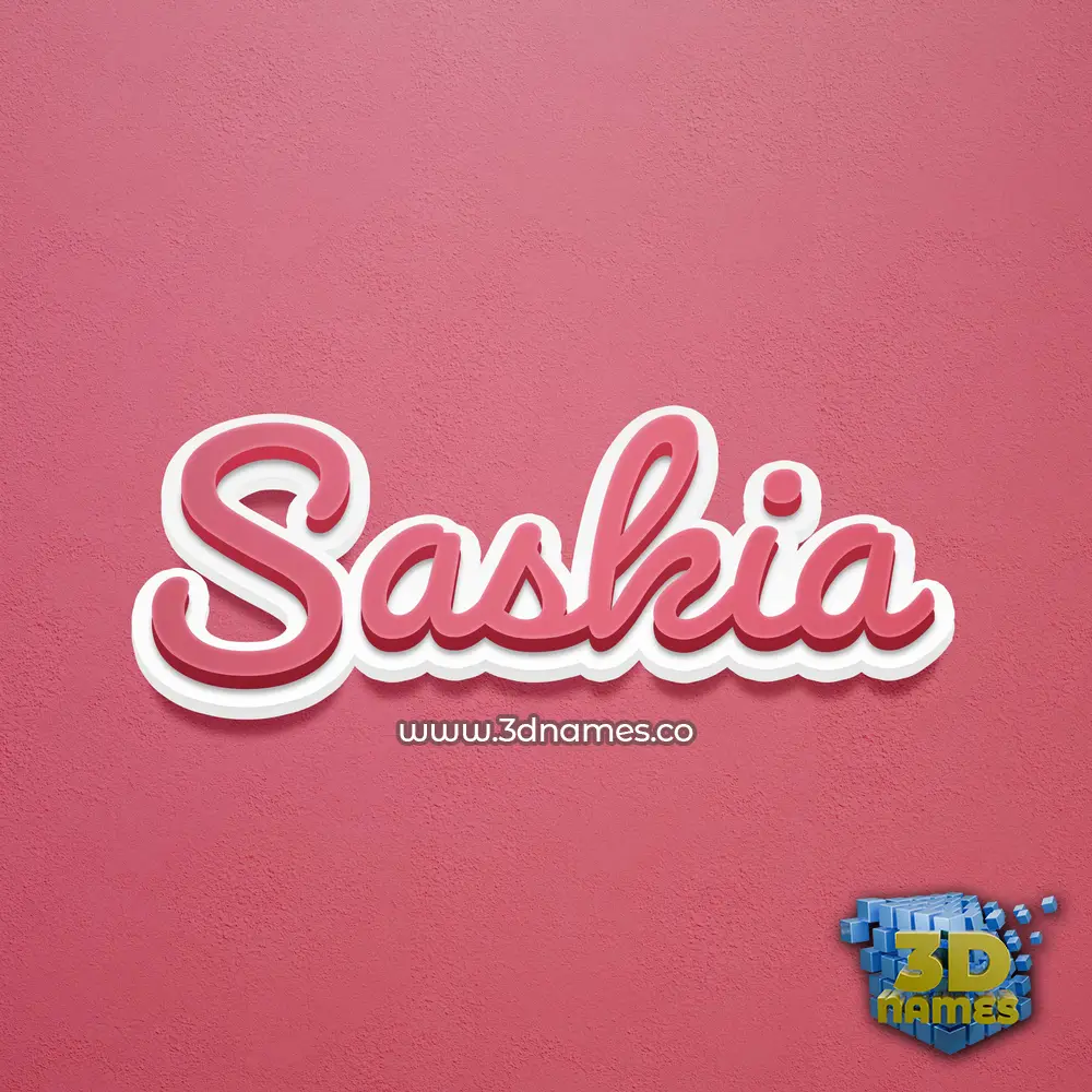 saskia in Red Scribble style - 3D name wallpaper
