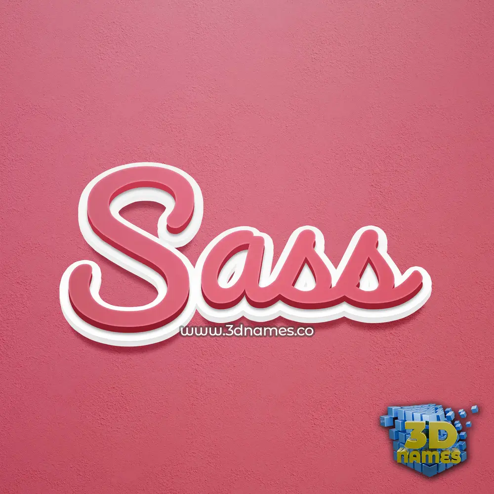 sass in Red Scribble style - 3D name wallpaper
