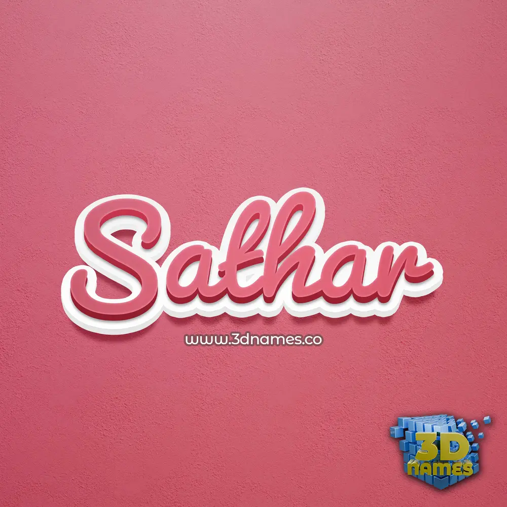 sathar in Red Scribble style - 3D name wallpaper