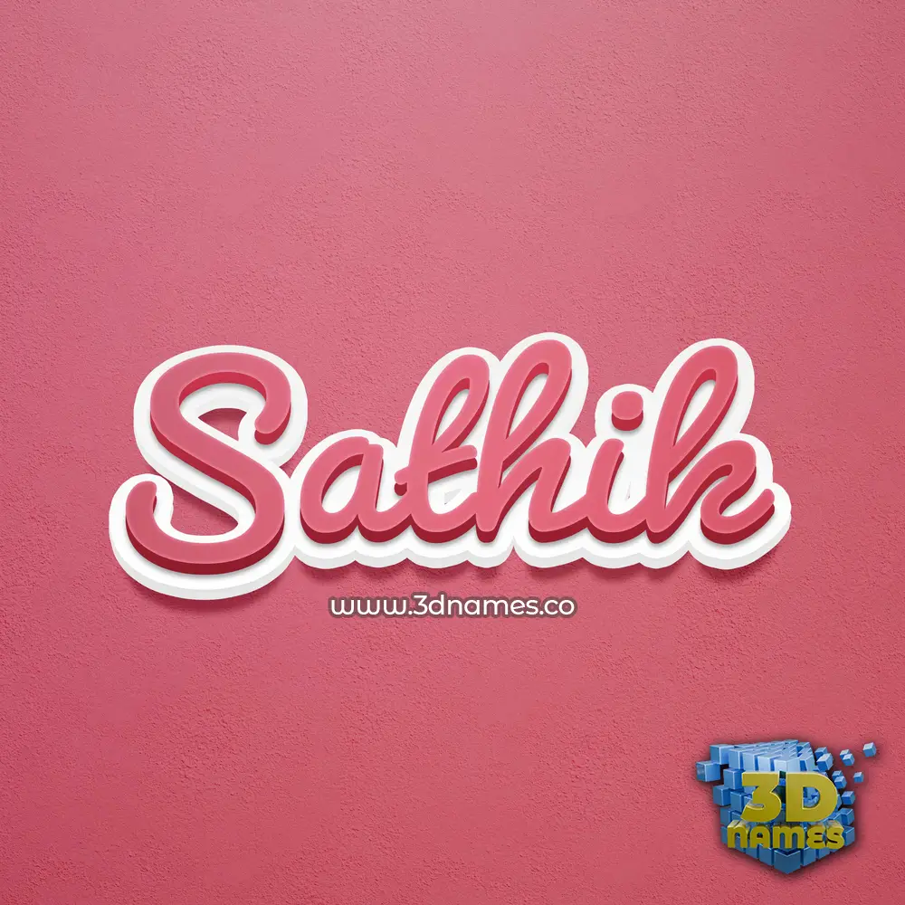 sathik in Red Scribble style - 3D name wallpaper