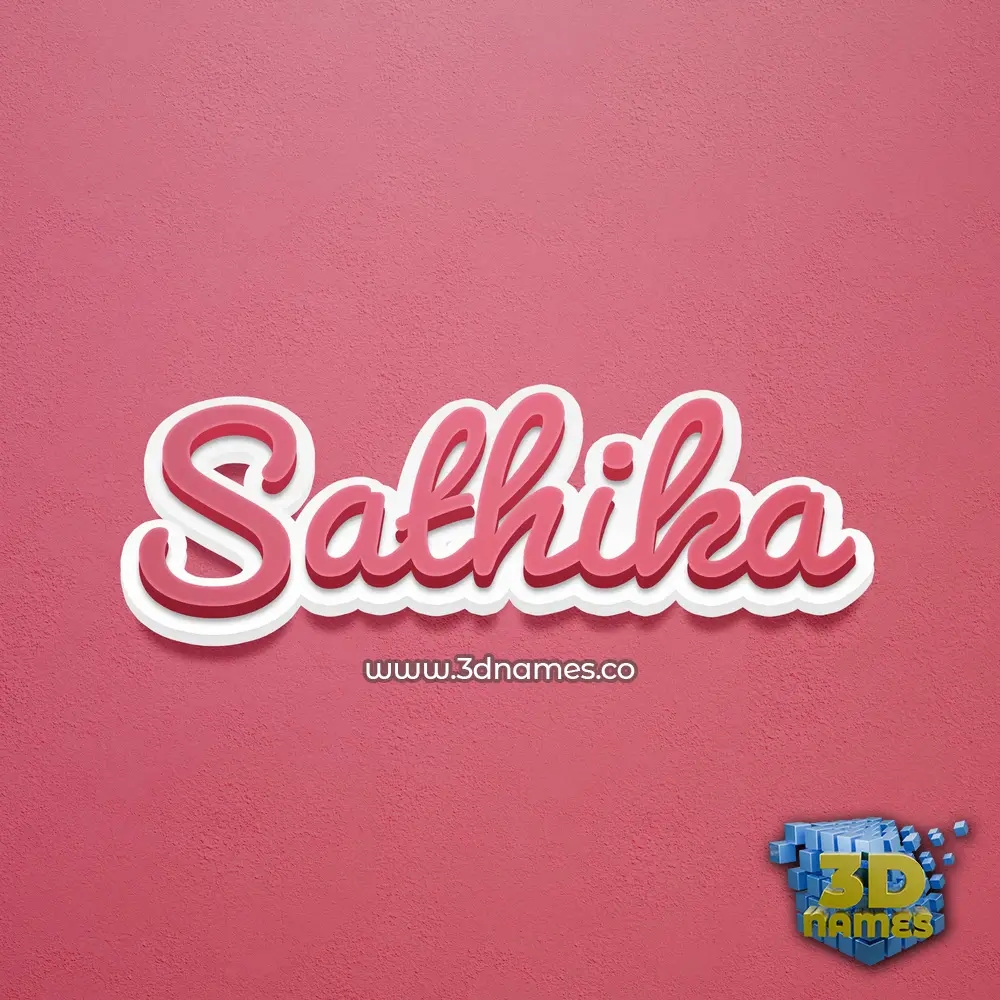 sathika in Red Scribble style - 3D name wallpaper