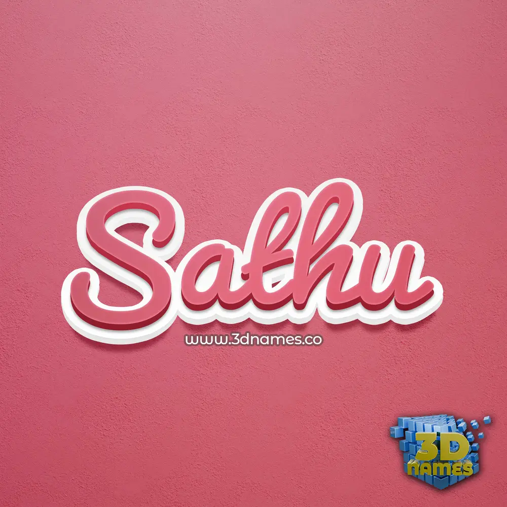 sathu in Red Scribble style - 3D name wallpaper