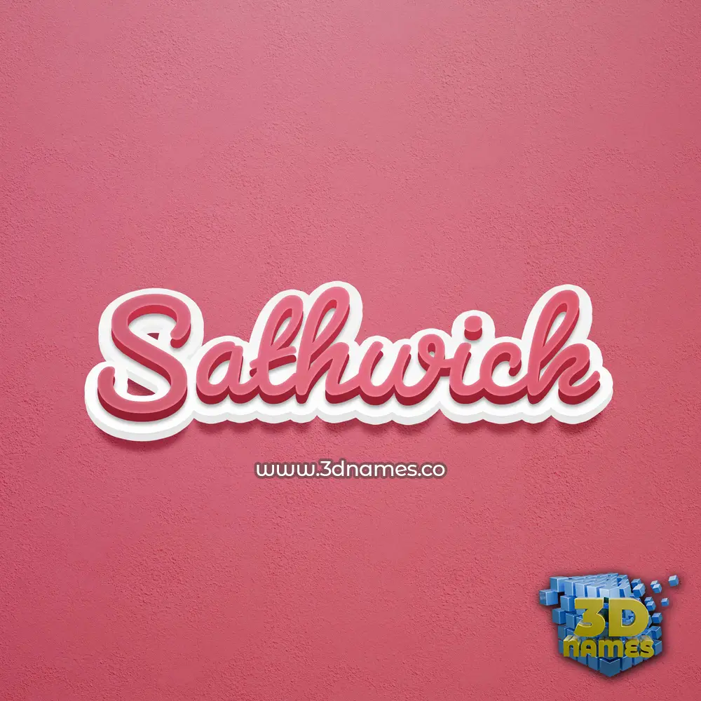sathwick in Red Scribble style - 3D name wallpaper