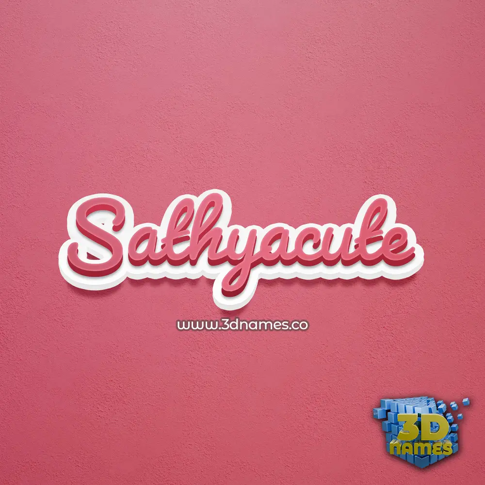 sathyacute in Red Scribble style - 3D name wallpaper