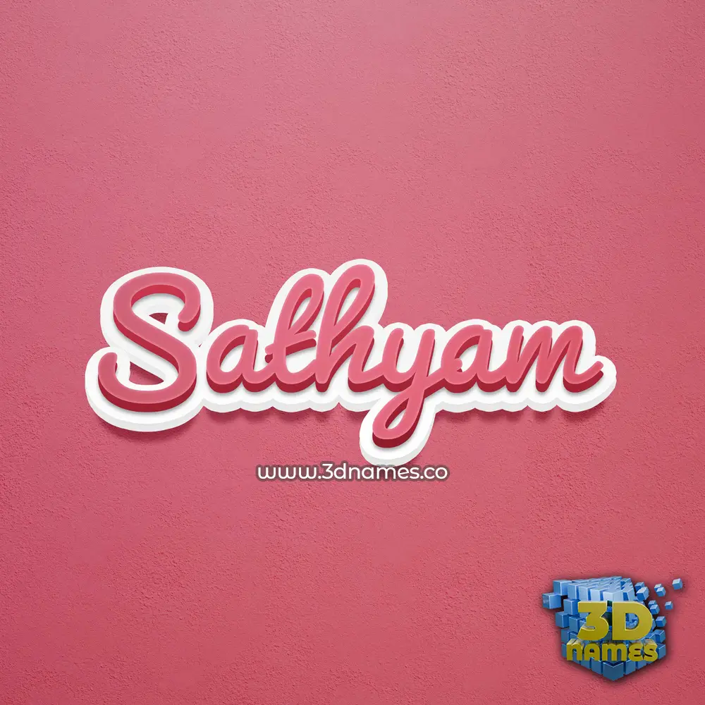 sathyam in Red Scribble style - 3D name wallpaper