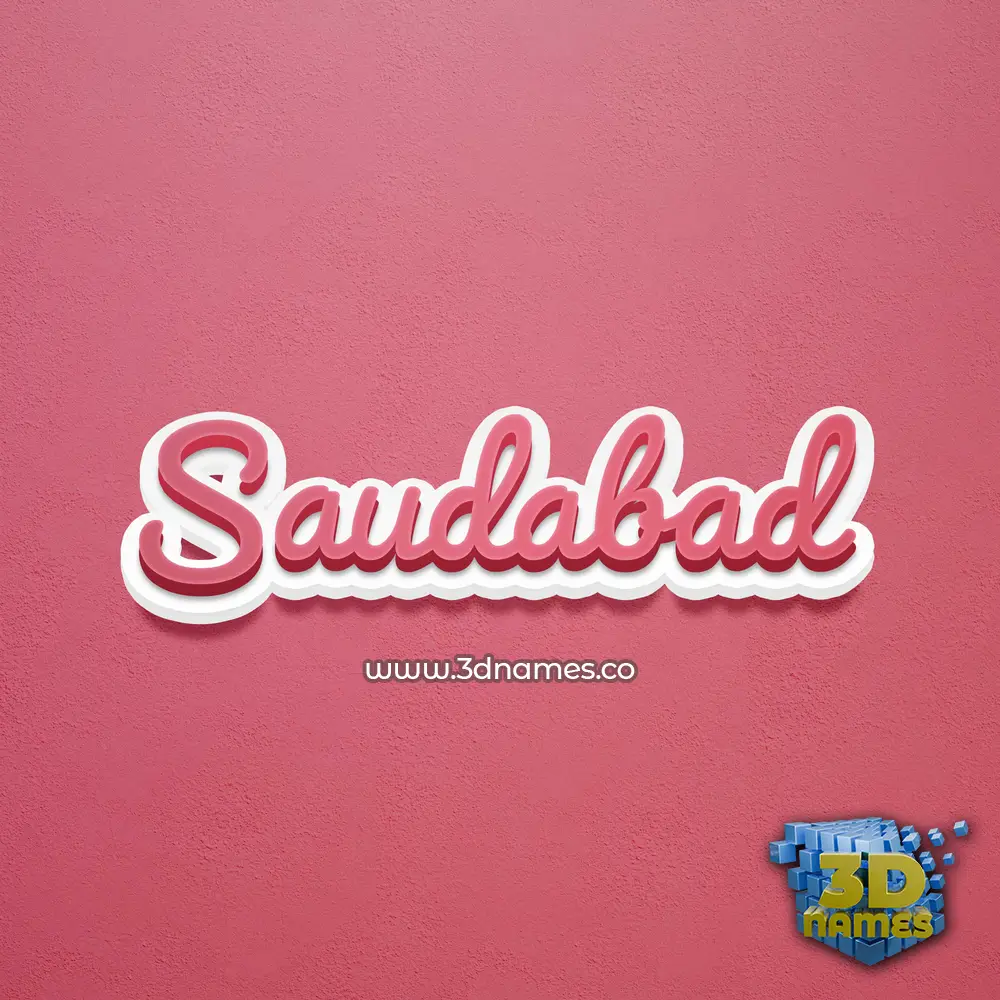 saudabad in Red Scribble style - 3D name wallpaper