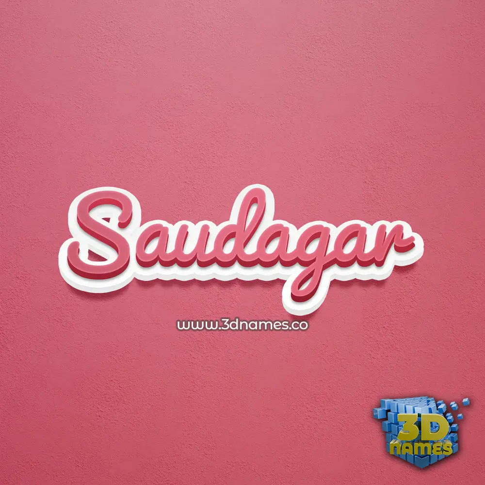 saudagar in Red Scribble style - 3D name wallpaper