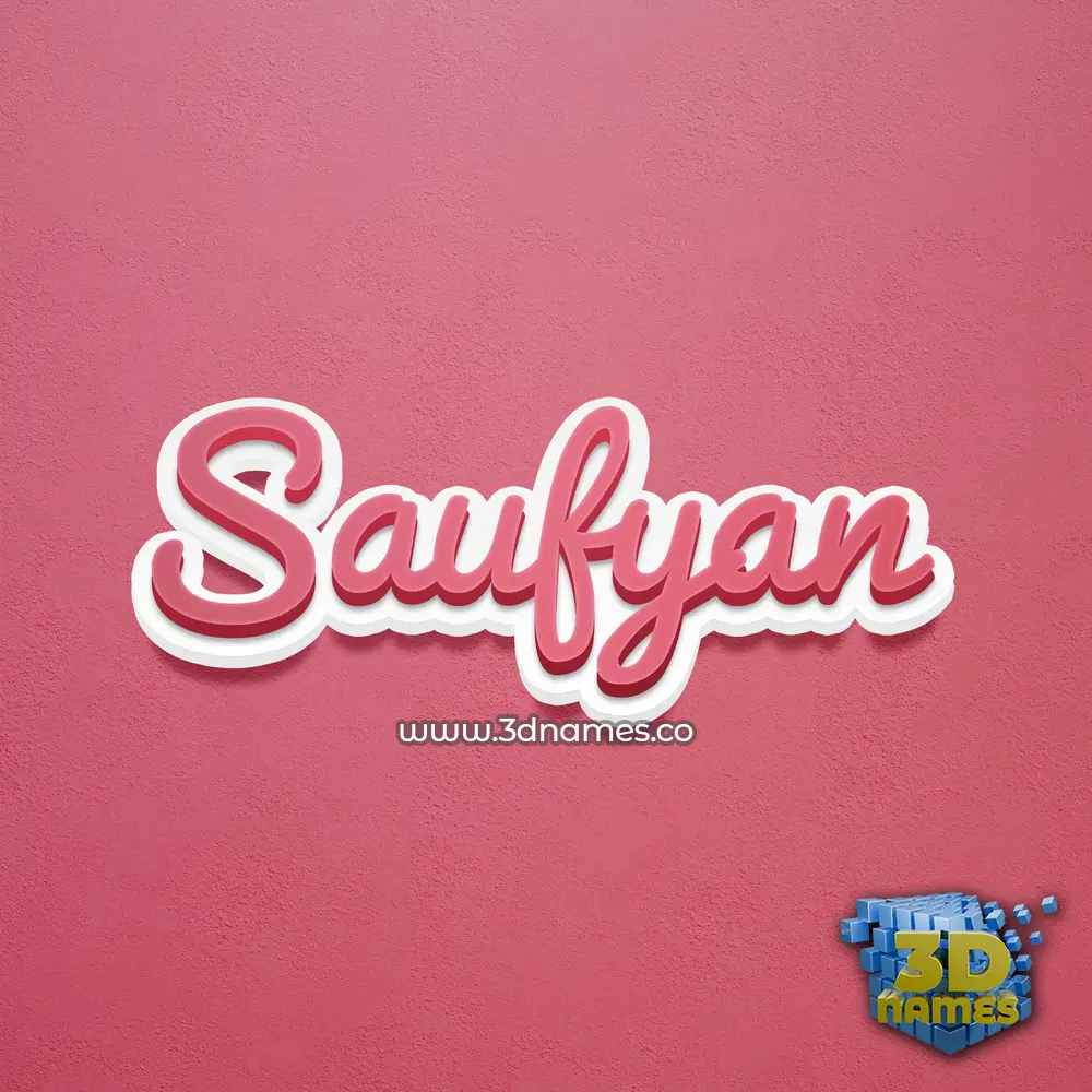 saufyan in Red Scribble style - 3D name wallpaper