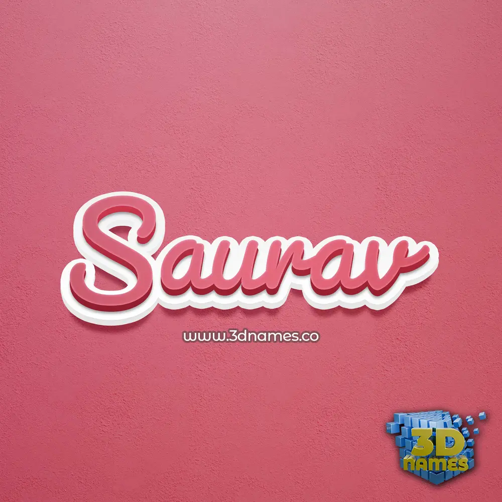 saurav in Red Scribble style - 3D name wallpaper