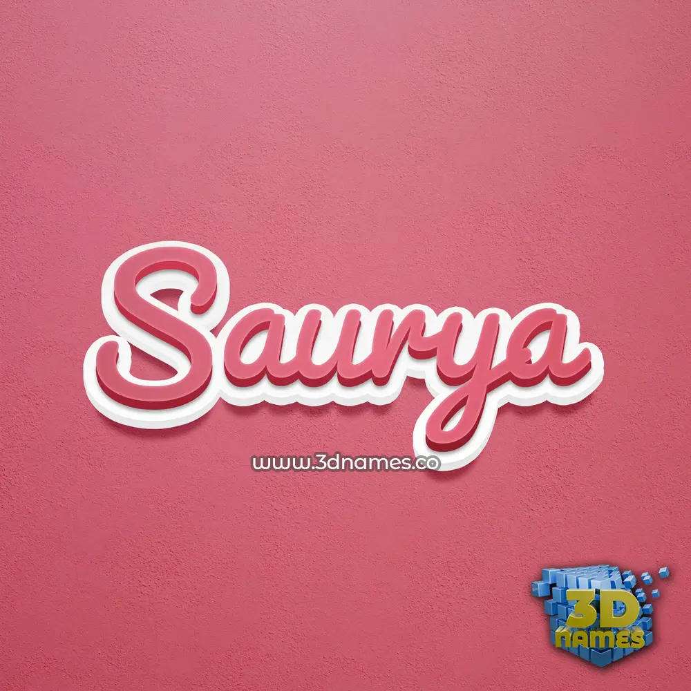 saurya in Red Scribble style - 3D name wallpaper