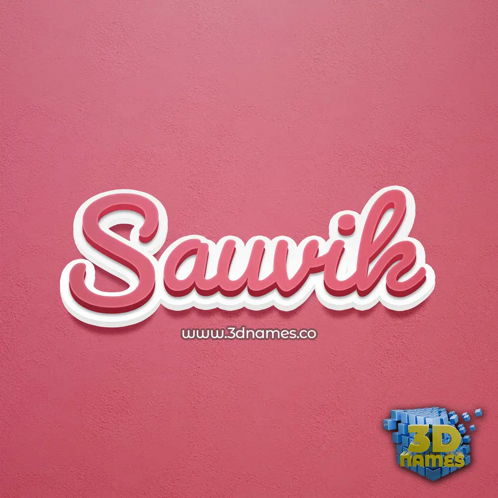 sauvik in Red Scribble style - 3D name wallpaper