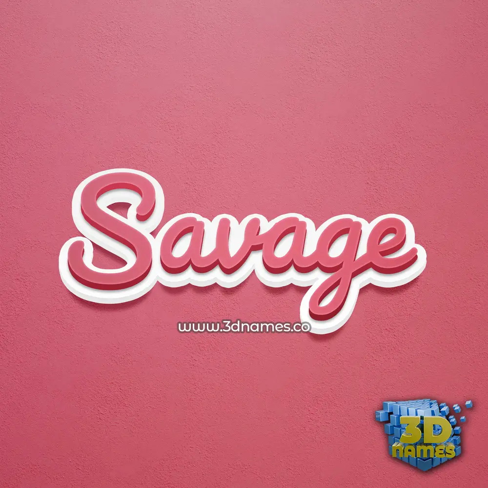savage in Red Scribble style - 3D name wallpaper