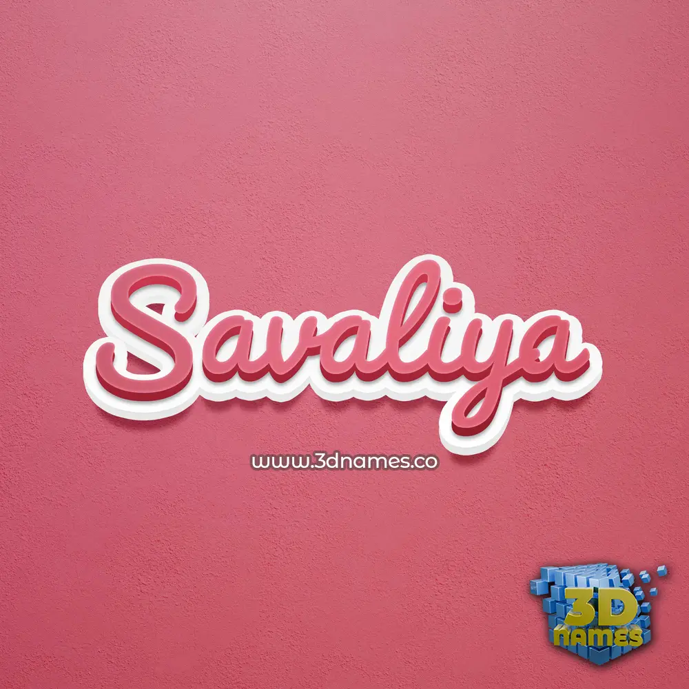 savaliya in Red Scribble style - 3D name wallpaper