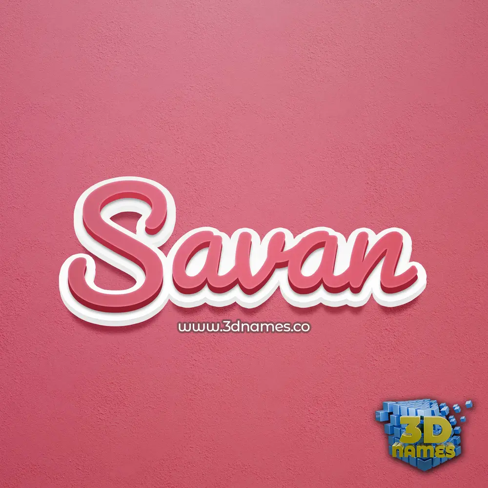 savan in Red Scribble style - 3D name wallpaper