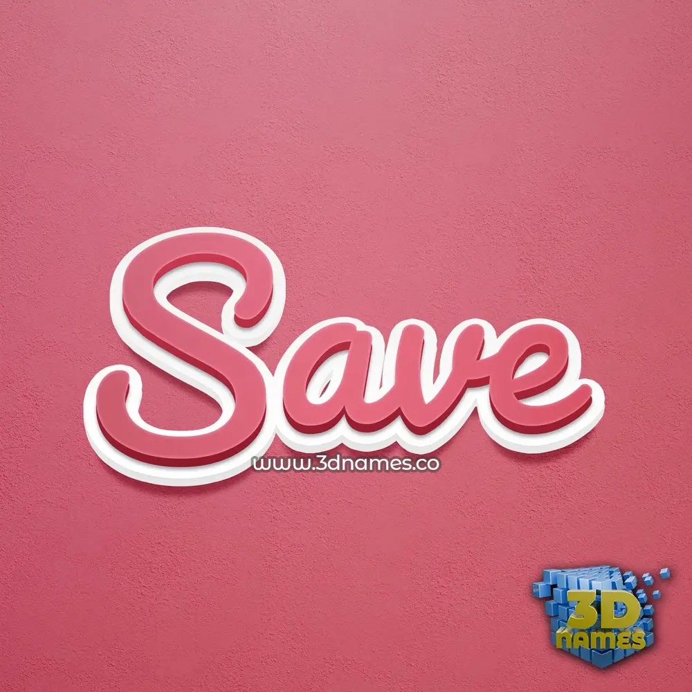 save in Red Scribble style - 3D name wallpaper