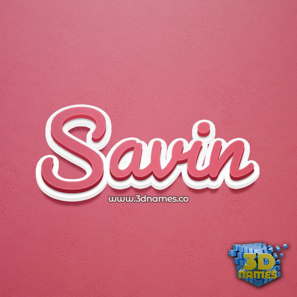 savin in Red Scribble style - 3D name wallpaper