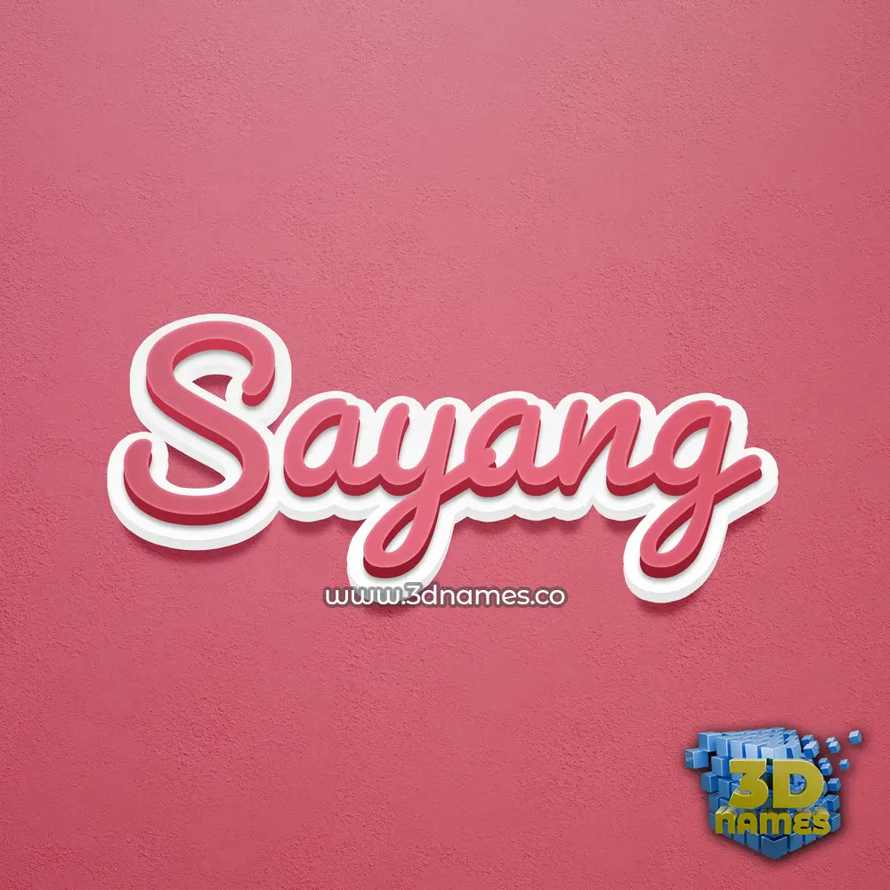sayang in Red Scribble style - 3D name wallpaper