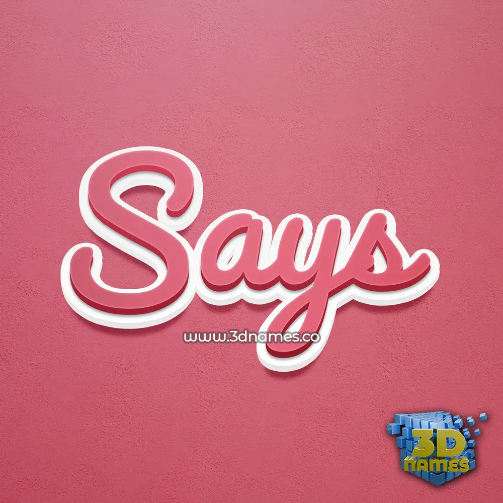 says in Red Scribble style - 3D name wallpaper