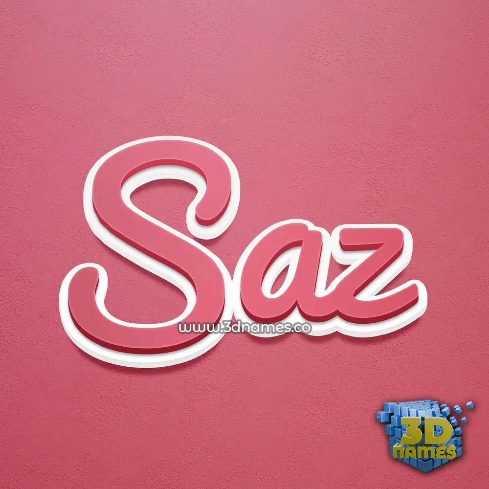 saz in Red Scribble style - 3D name wallpaper