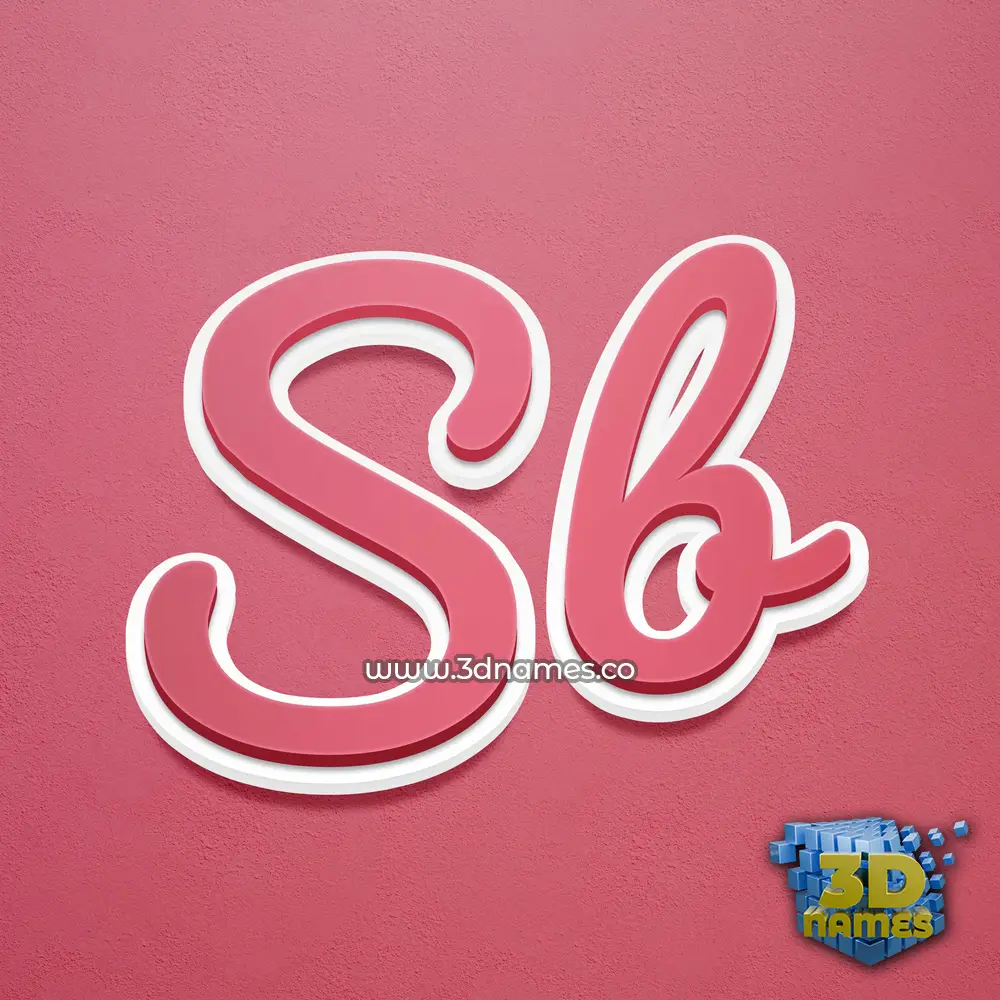 sb in Red Scribble style - 3D name wallpaper