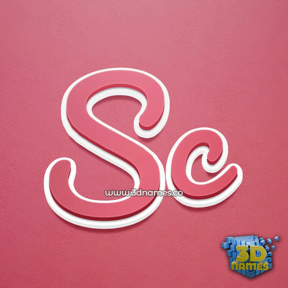 sc in Red Scribble style - 3D name wallpaper