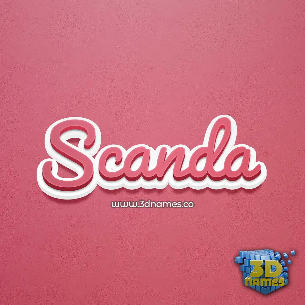 scanda in Red Scribble style - 3D name wallpaper