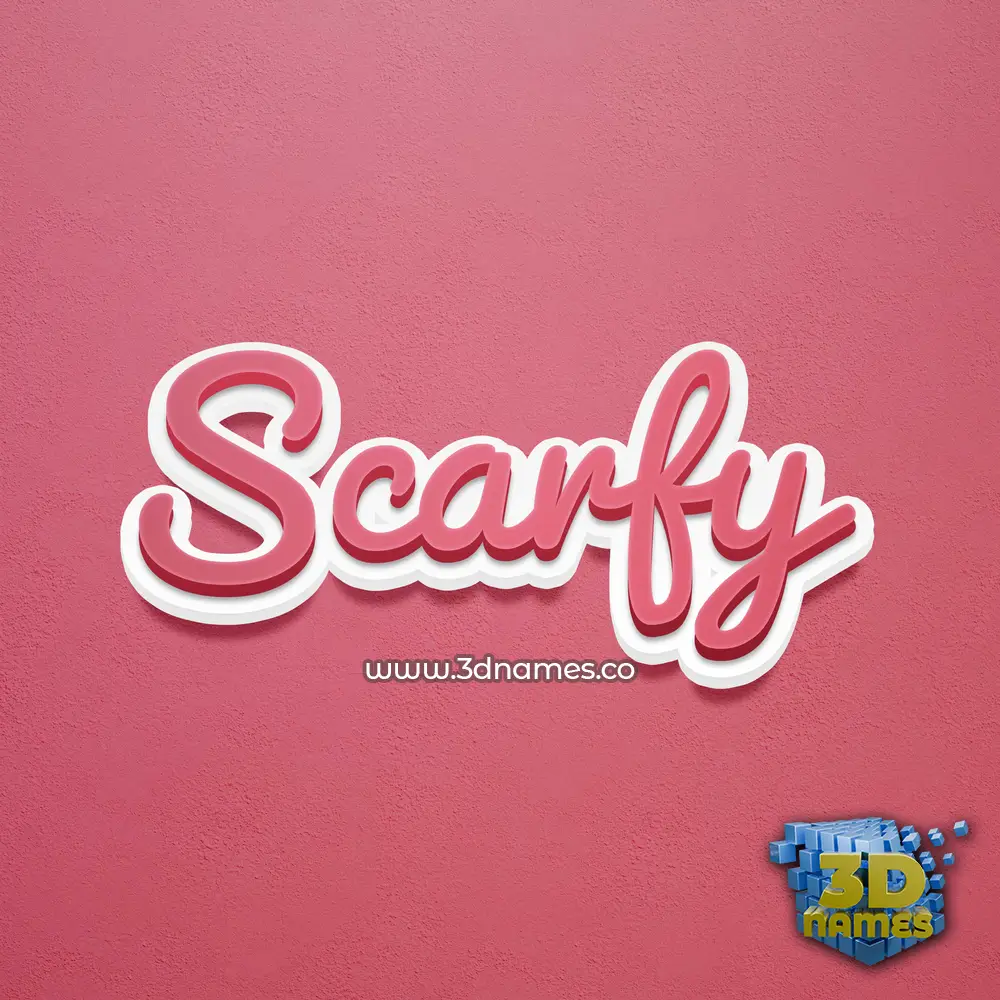 scarfy in Red Scribble style - 3D name wallpaper