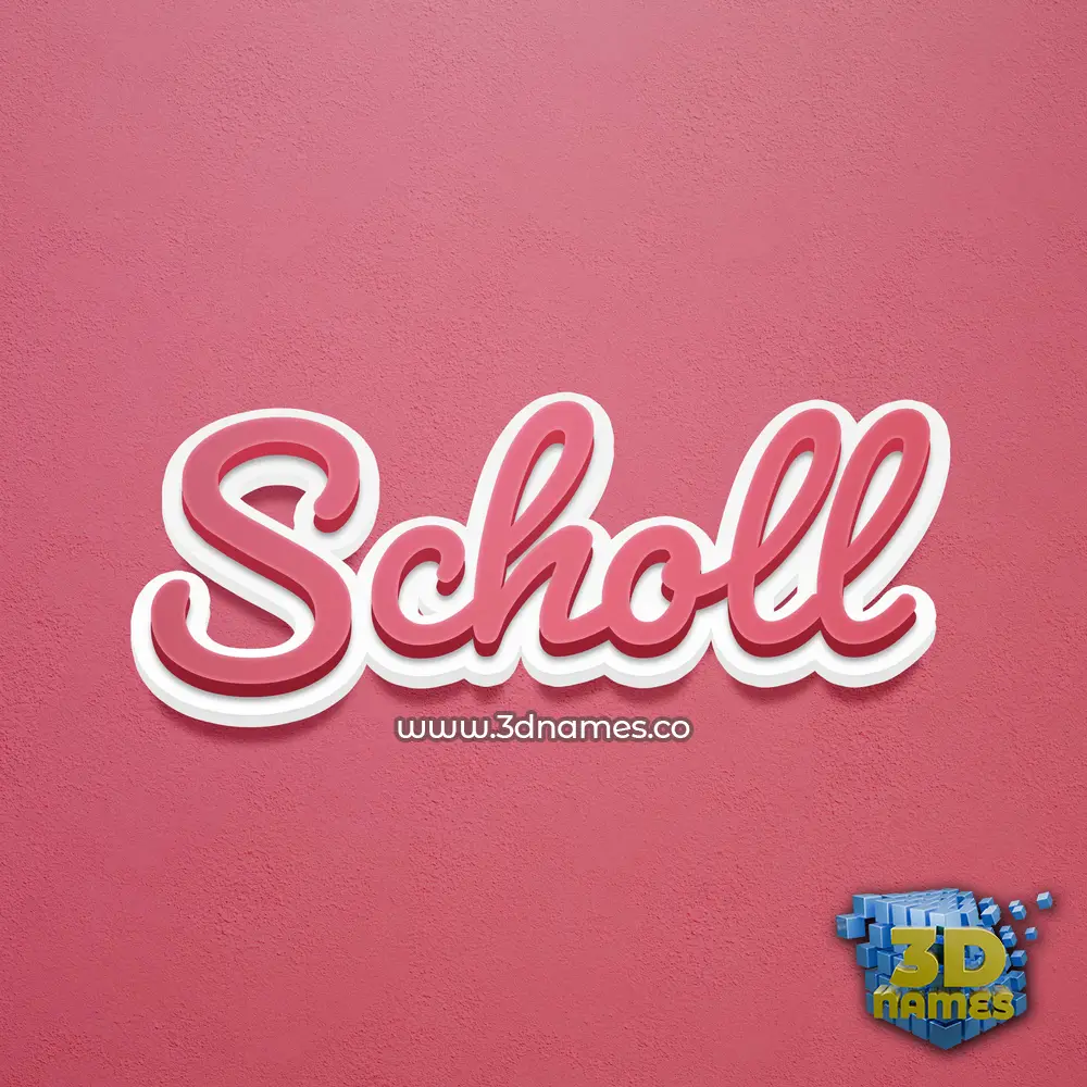 scholl in Red Scribble style - 3D name wallpaper