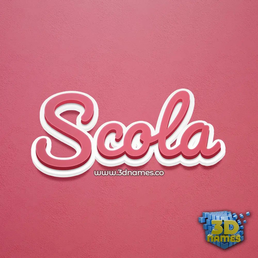 scola in Red Scribble style - 3D name wallpaper