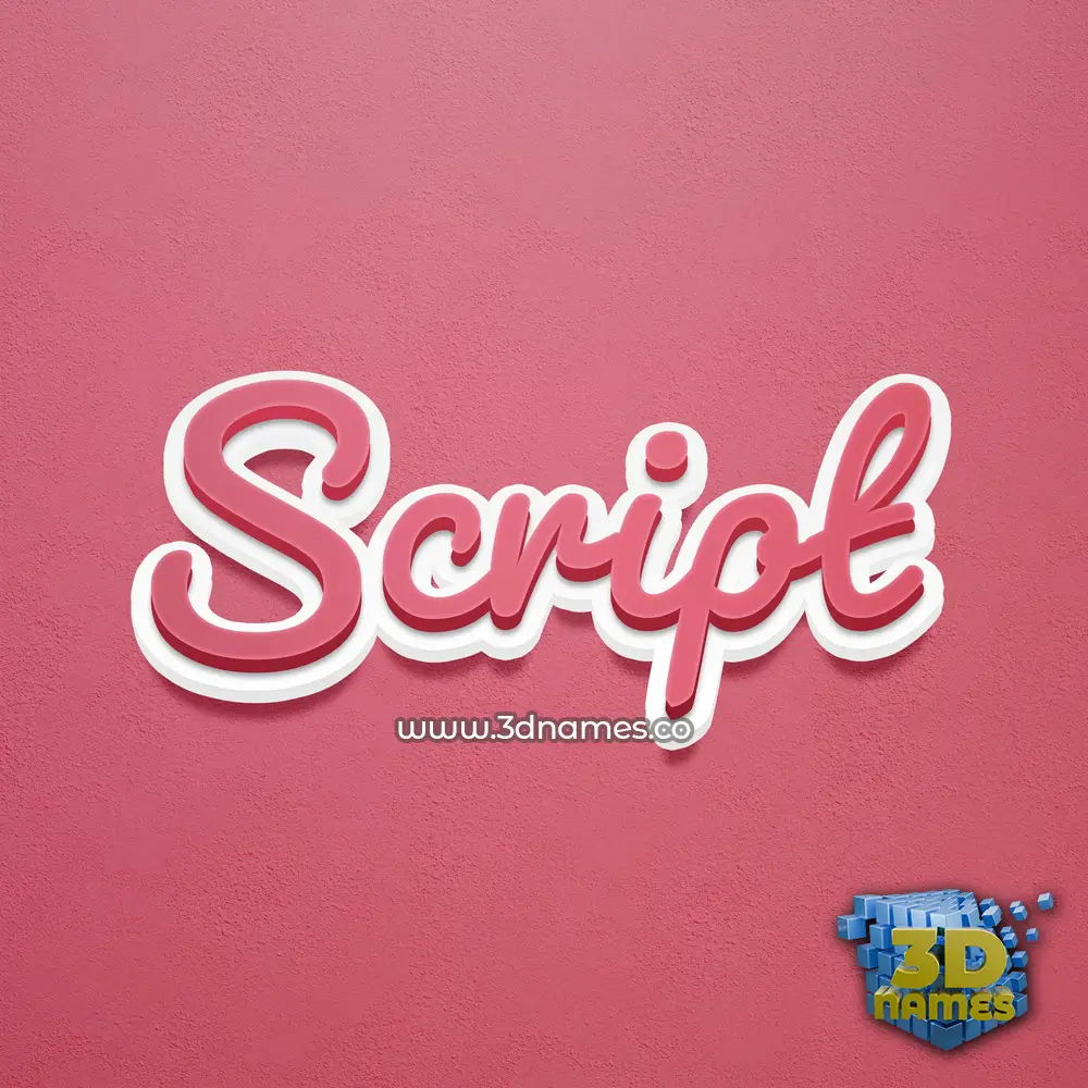 script in Red Scribble style - 3D name wallpaper
