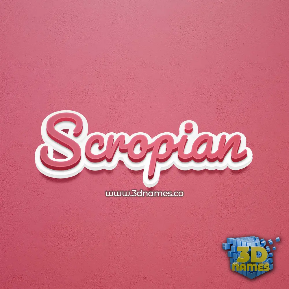 scropian in Red Scribble style - 3D name wallpaper
