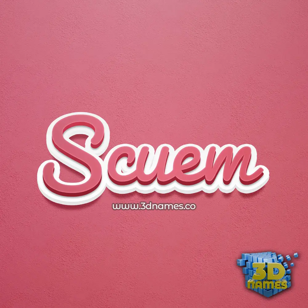 scuem in Red Scribble style - 3D name wallpaper
