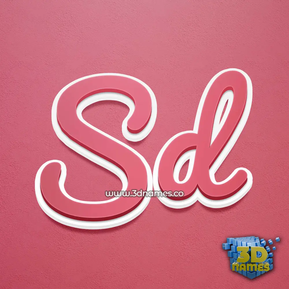 sd in Red Scribble style - 3D name wallpaper