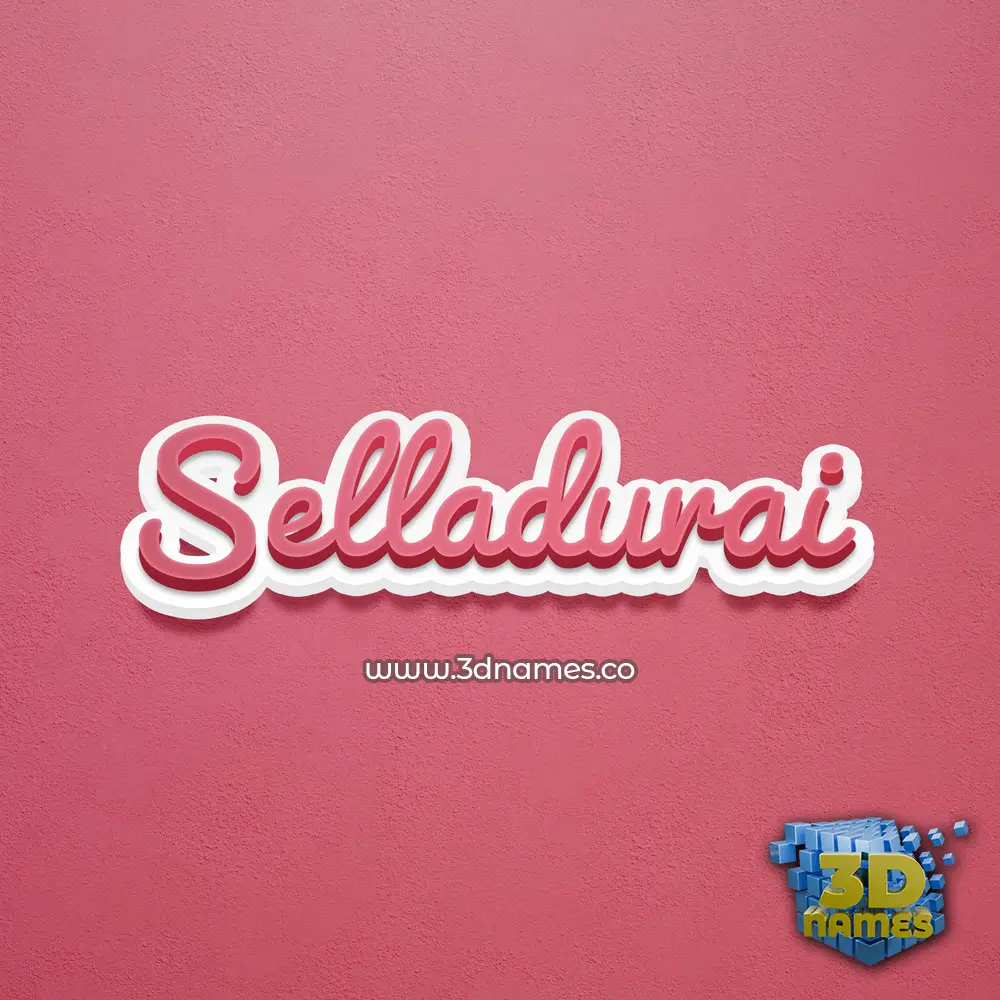 selladurai in Red Scribble style - 3D name wallpaper
